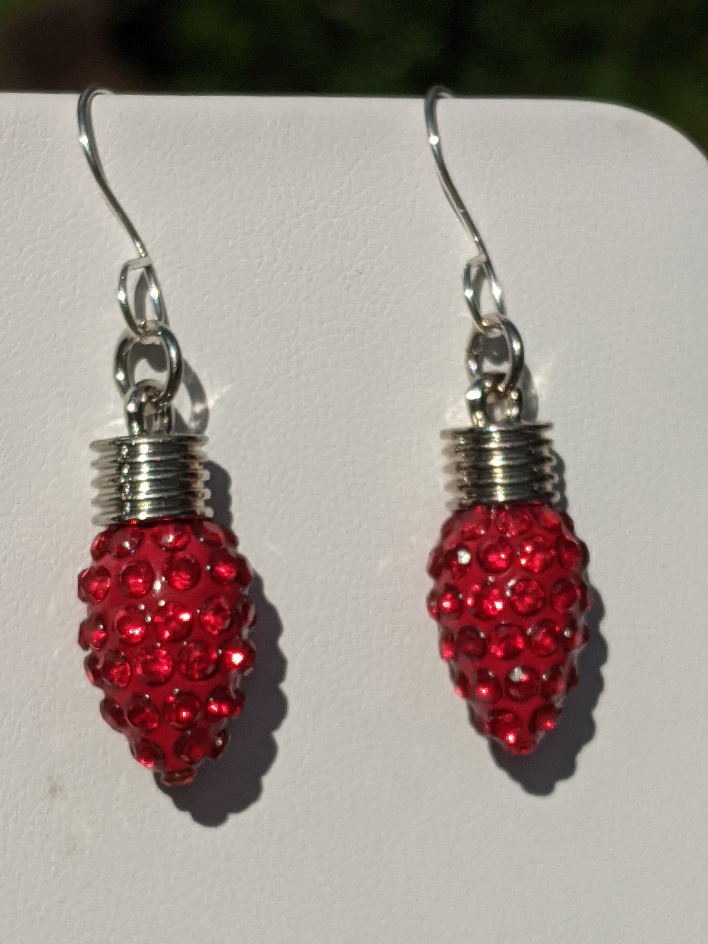 Red Bedazzled Holiday Lights Earrings