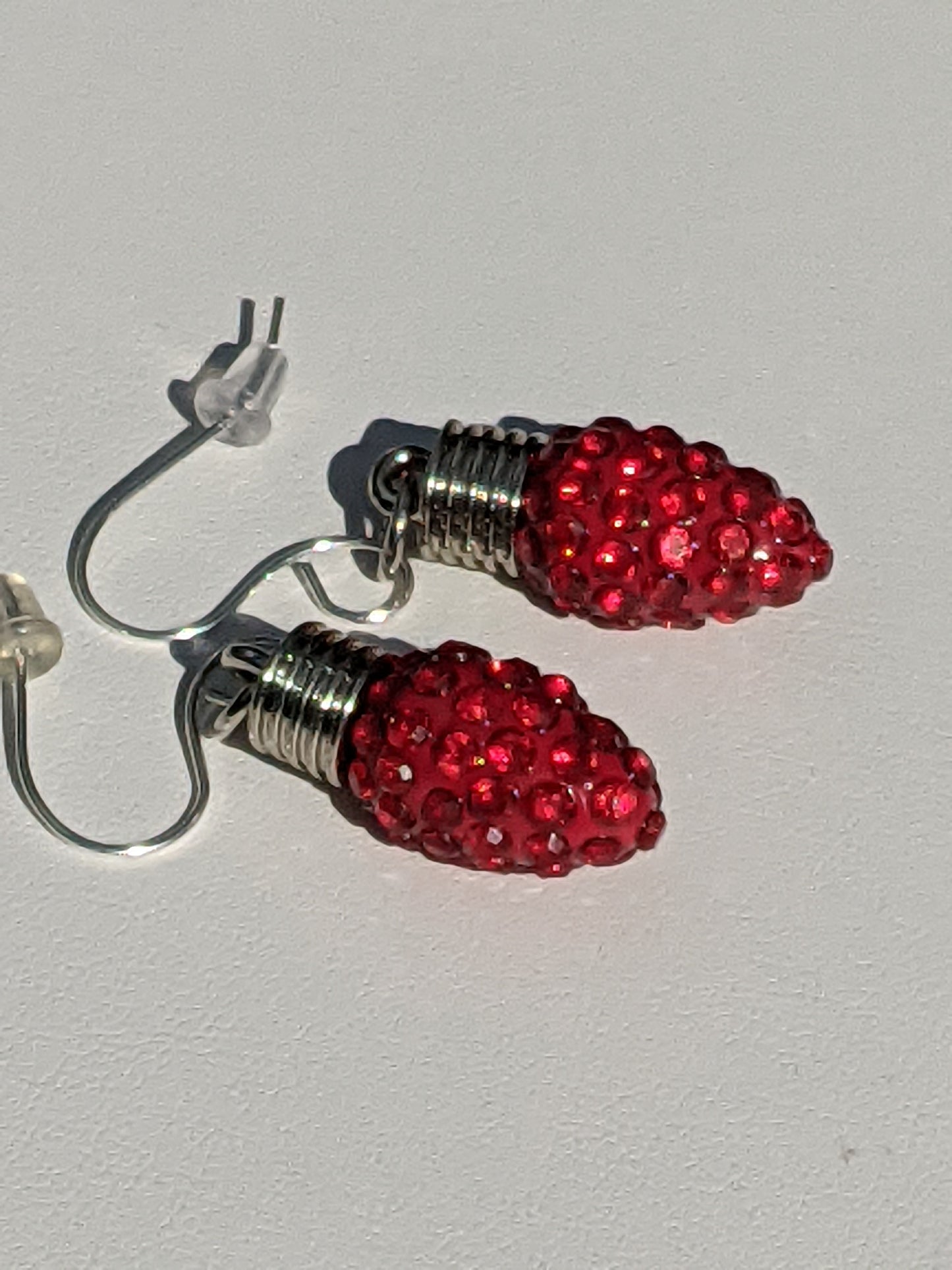 Red Bedazzled Holiday Lights Earrings