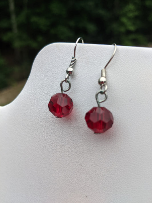 Ruby-Red Colored Drop Earrings