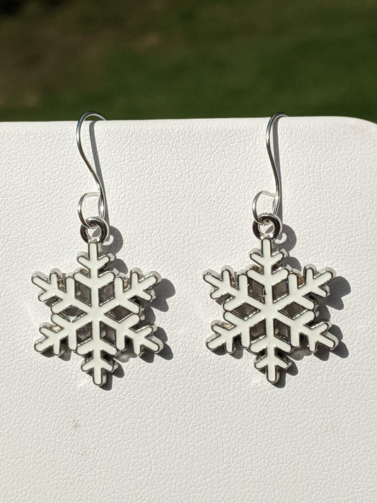 White Snowflake Earrings