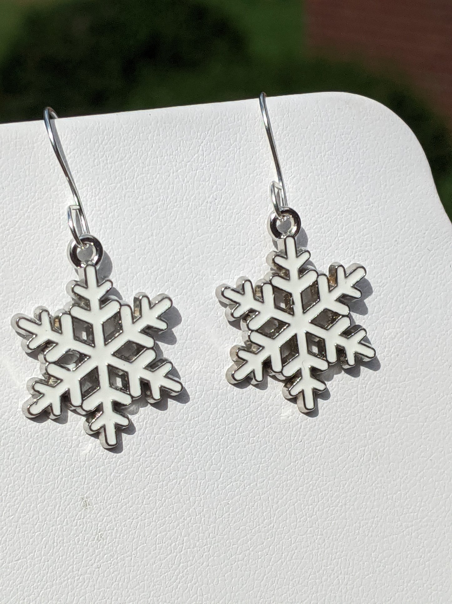 White Snowflake Earrings