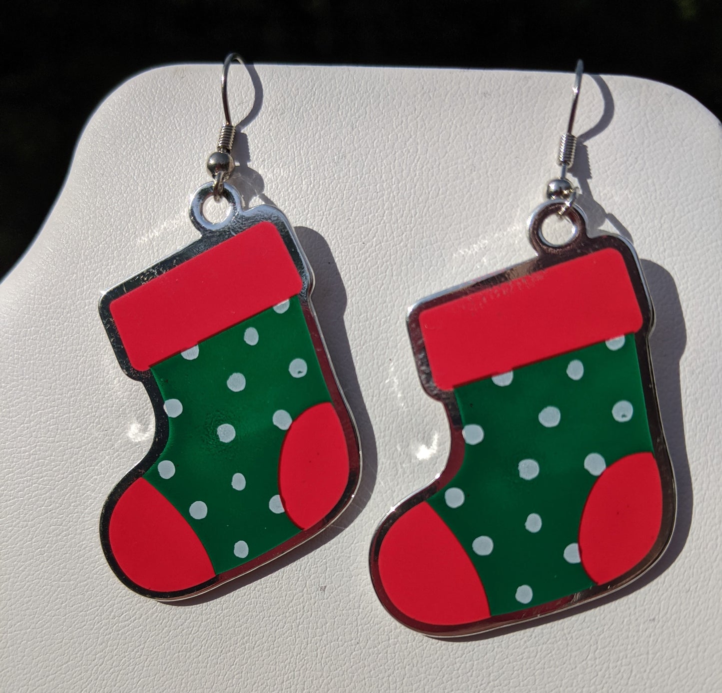 Red and Green Holiday Stocking Earrings