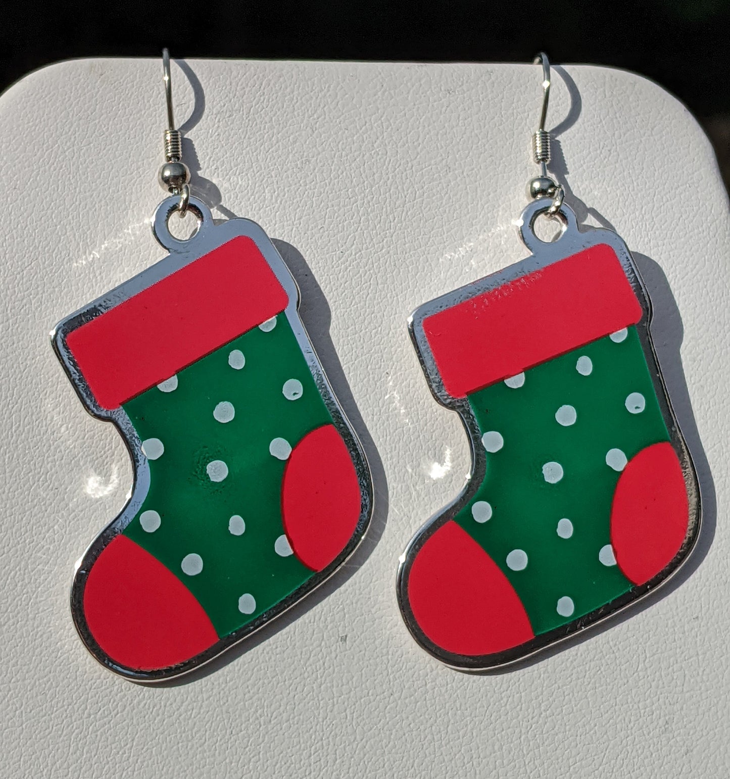 Red and Green Holiday Stocking Earrings