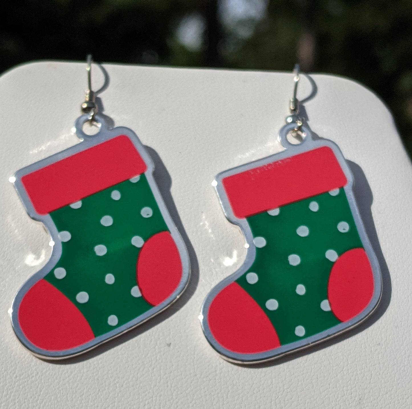 Red and Green Holiday Stocking Earrings