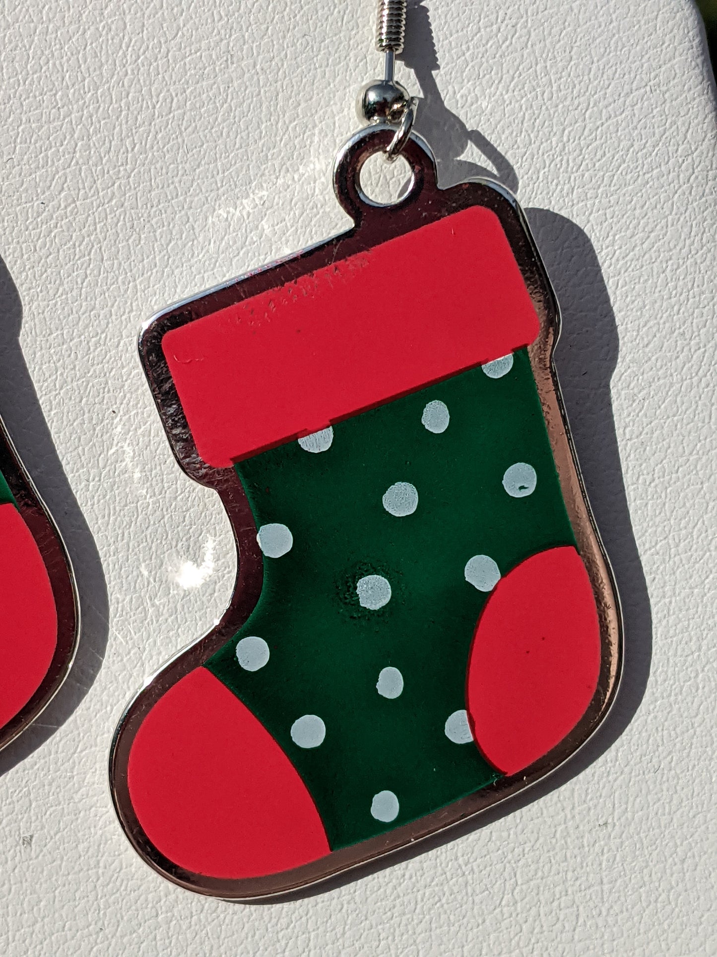 Red and Green Holiday Stocking Earrings