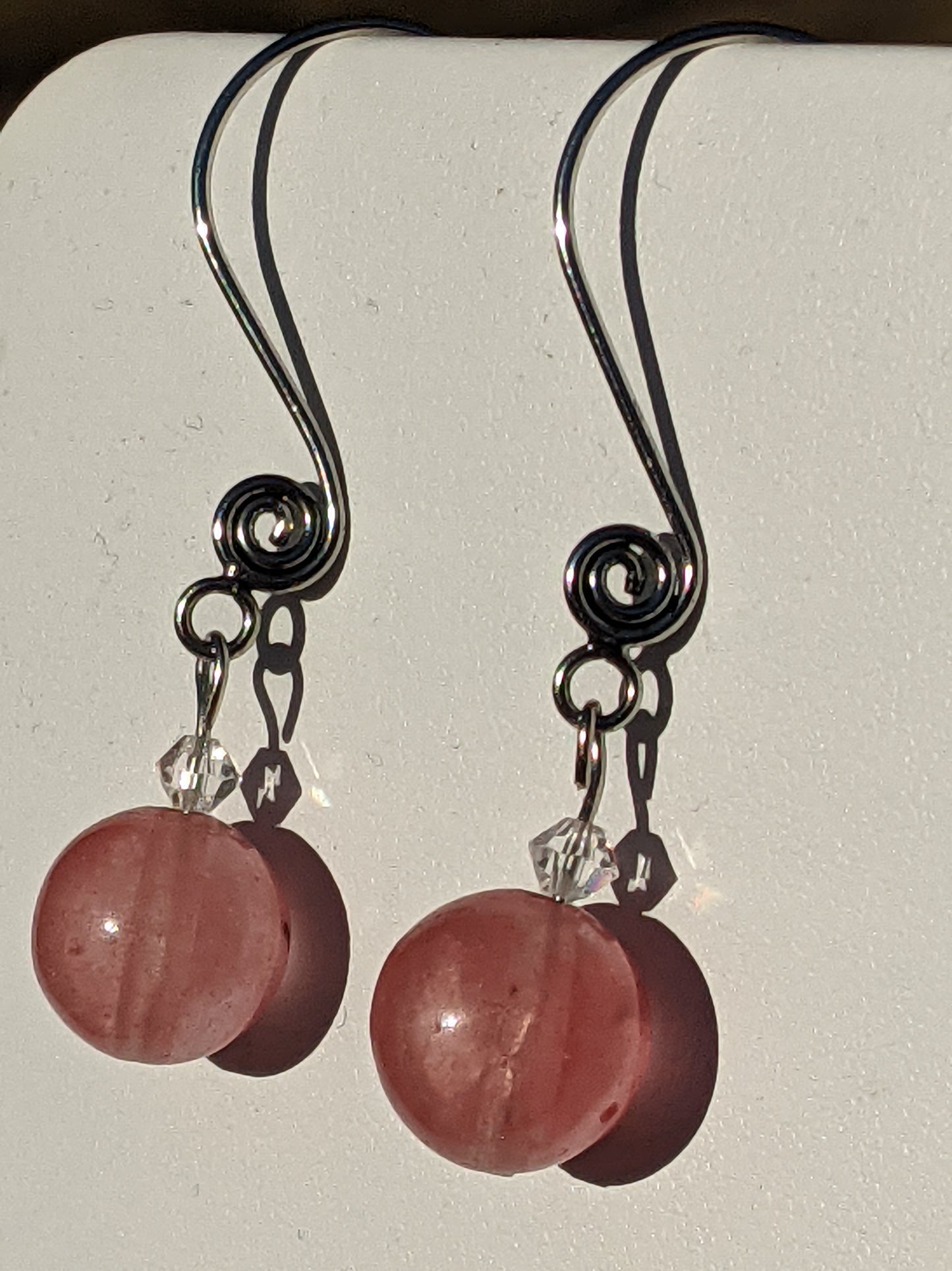 Strawberry Quartz Earrings on Shephard's Hook