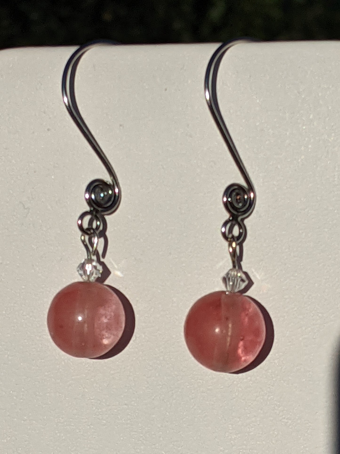 Strawberry Quartz Earrings on Shephard's Hook