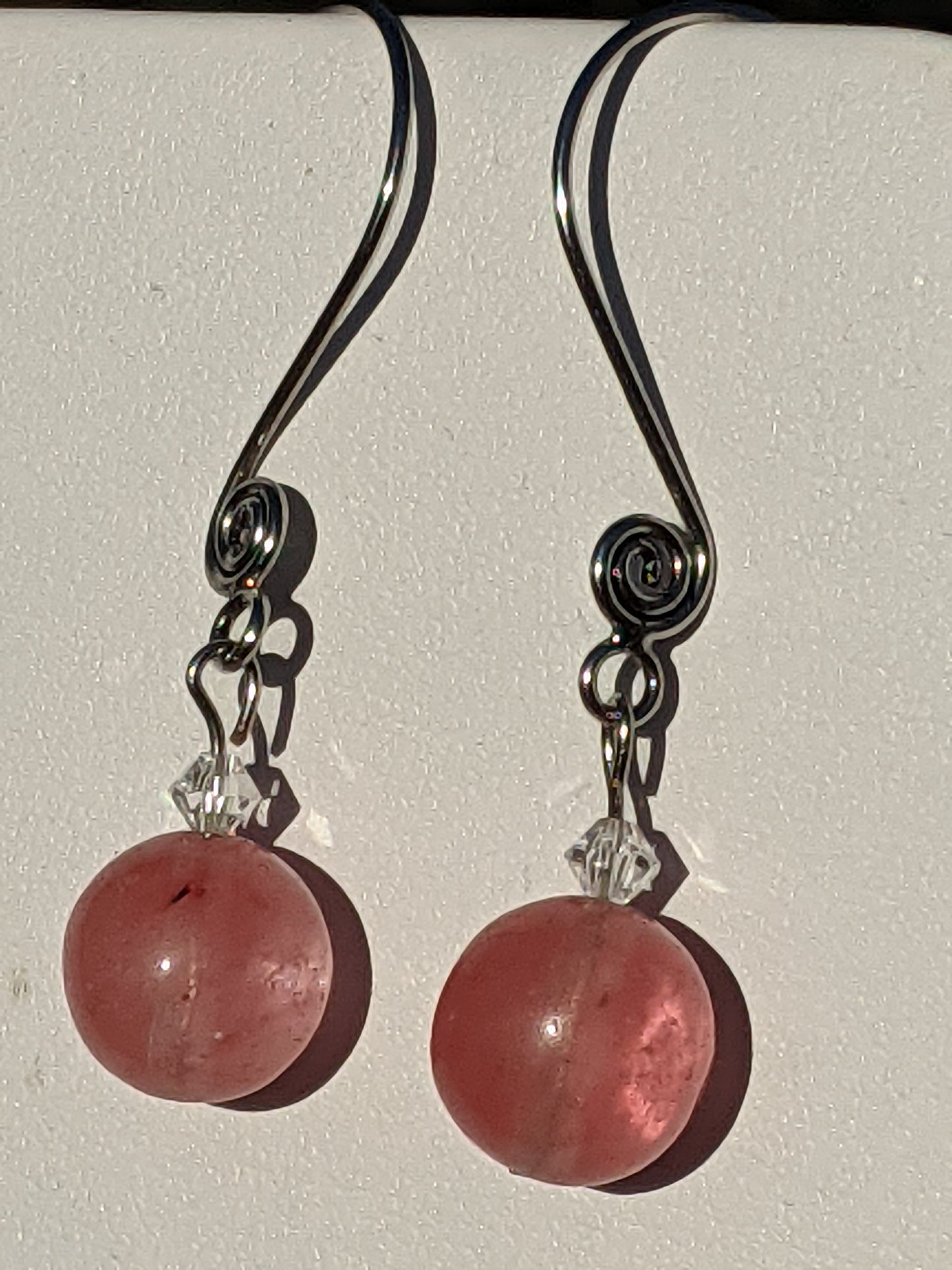 Strawberry Quartz Earrings on Shephard's Hook