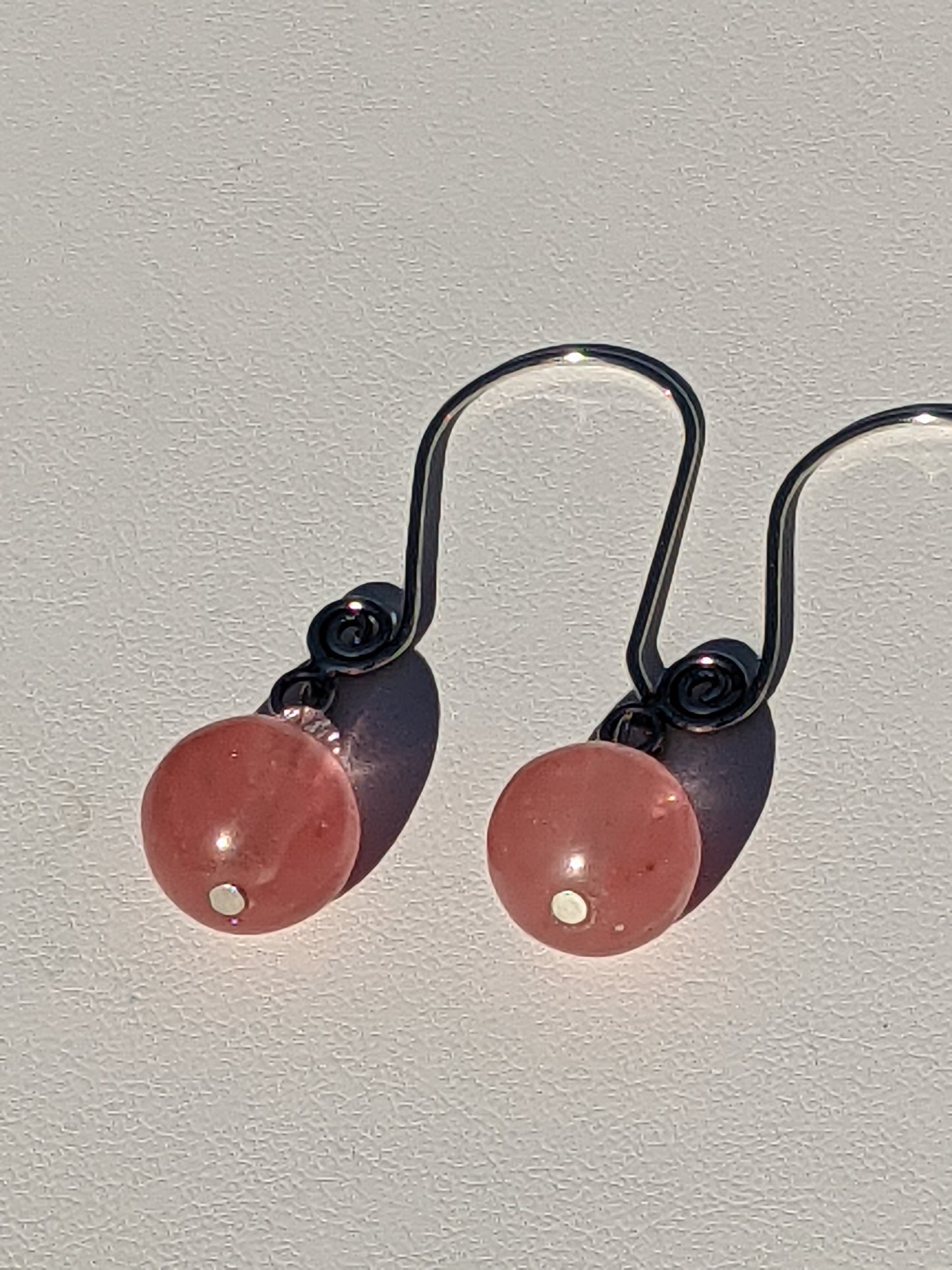 Strawberry Quartz Earrings on Shephard's Hook