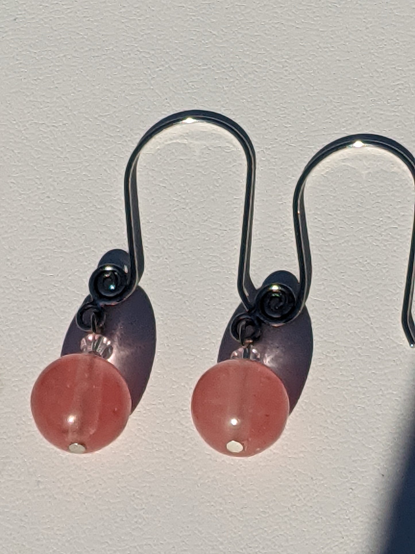 Strawberry Quartz Earrings on Shephard's Hook