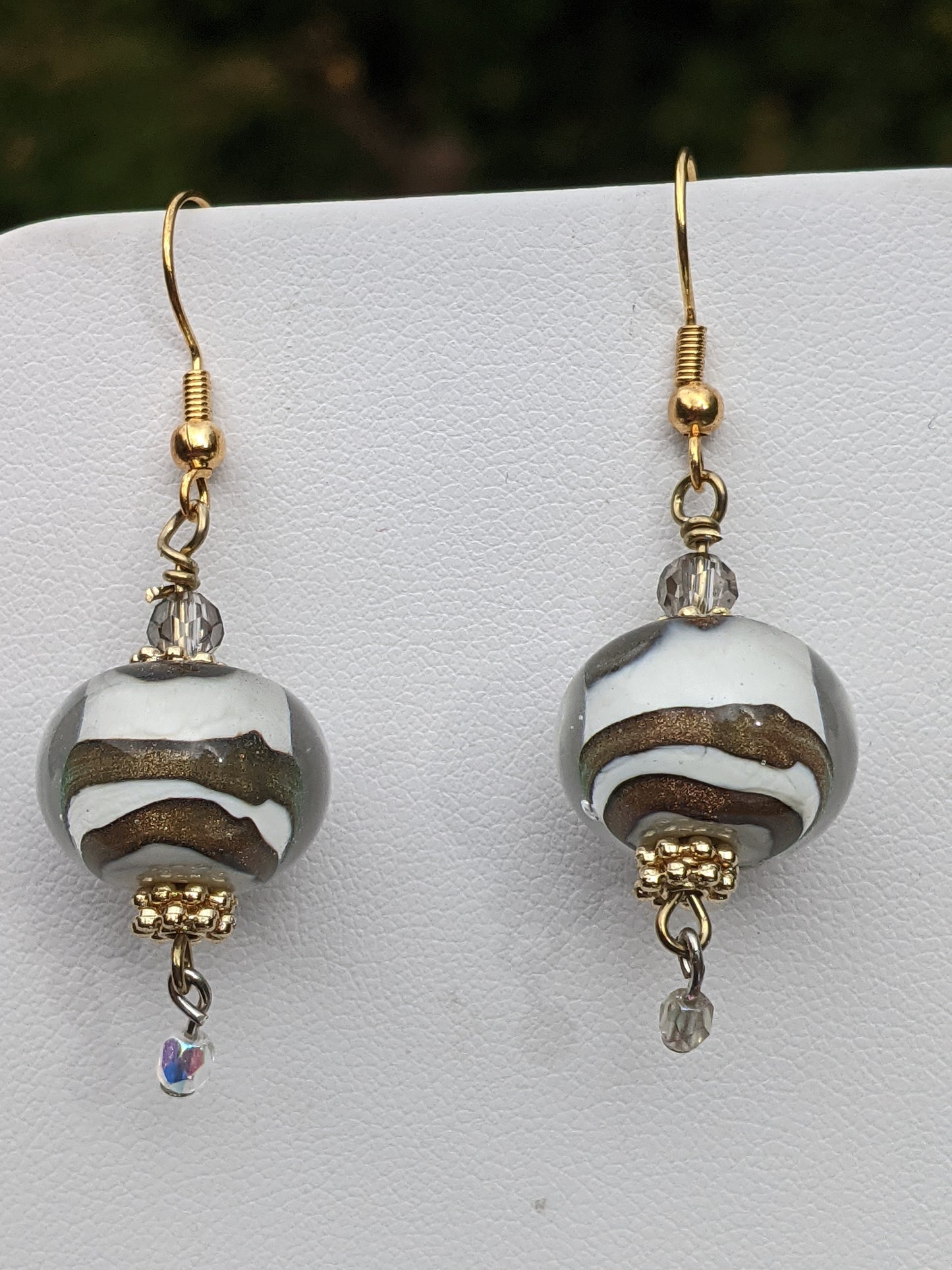 Cosmic Vanilla Caramel Swirl Globe Earrings