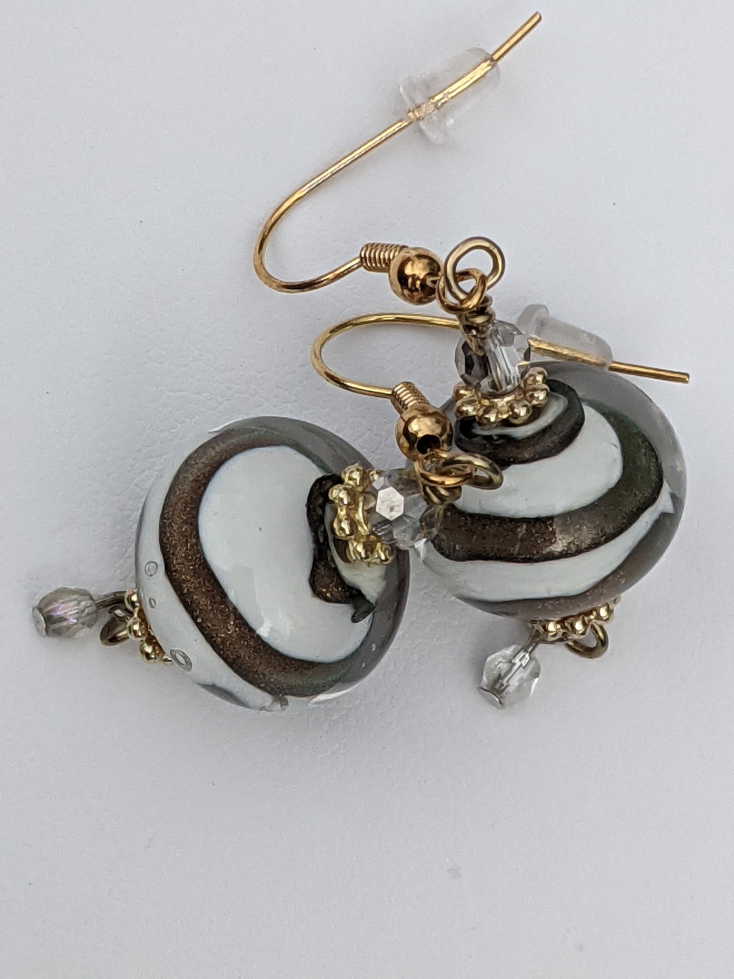 Cosmic Vanilla Caramel Swirl Globe Earrings