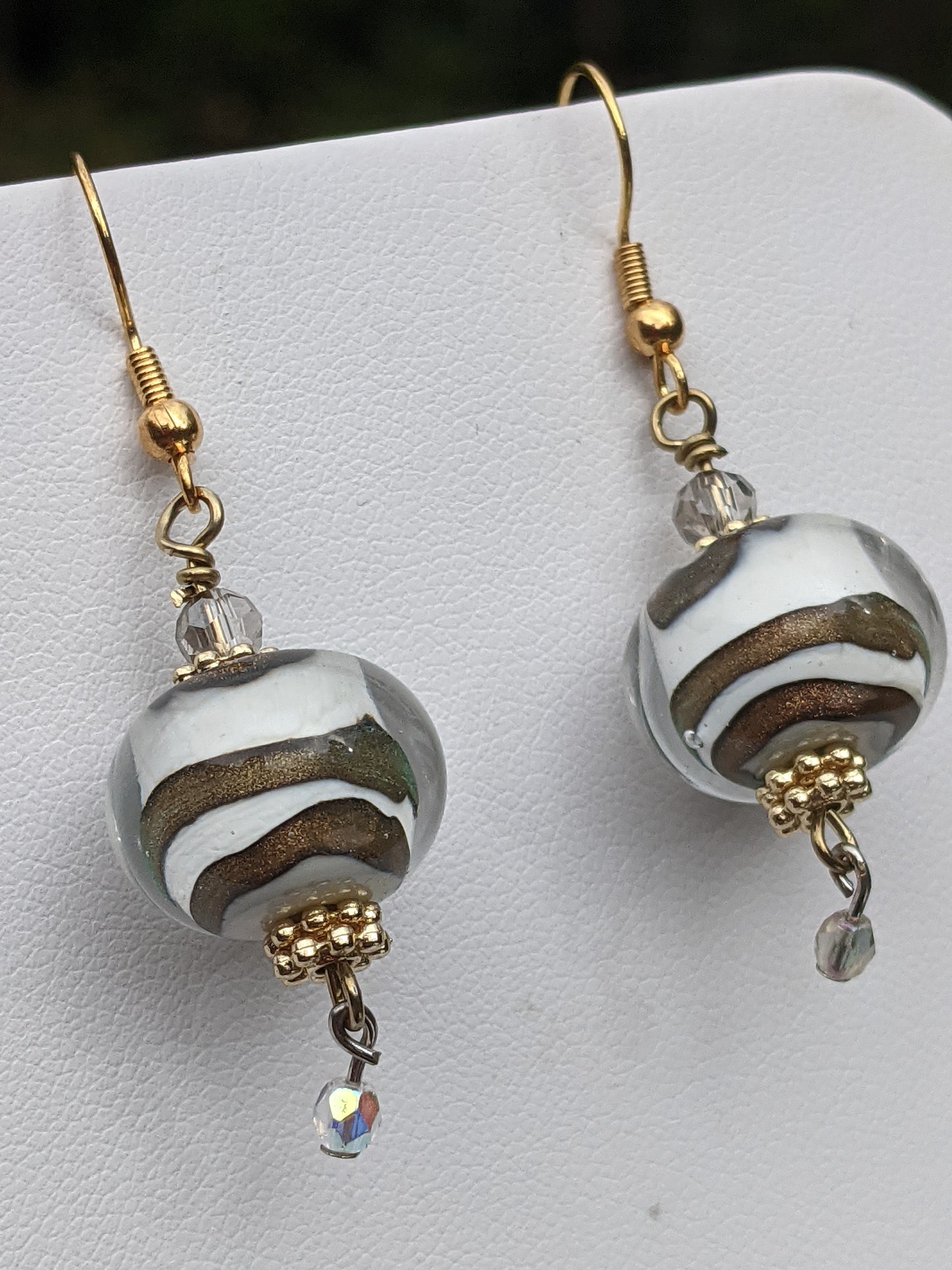 Cosmic Vanilla Caramel Swirl Globe Earrings