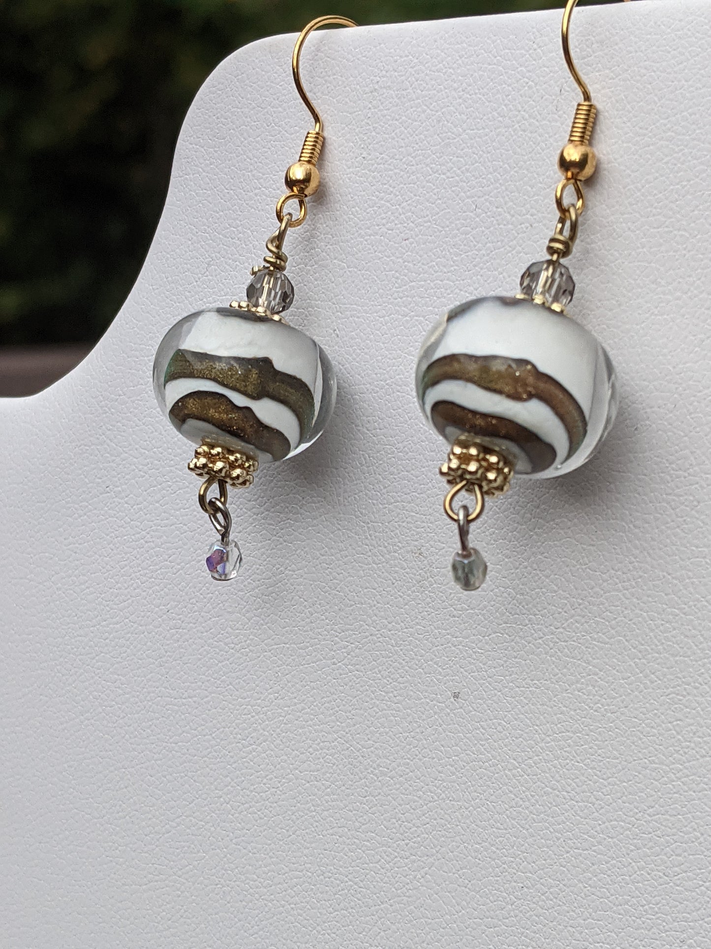 Cosmic Vanilla Caramel Swirl Globe Earrings