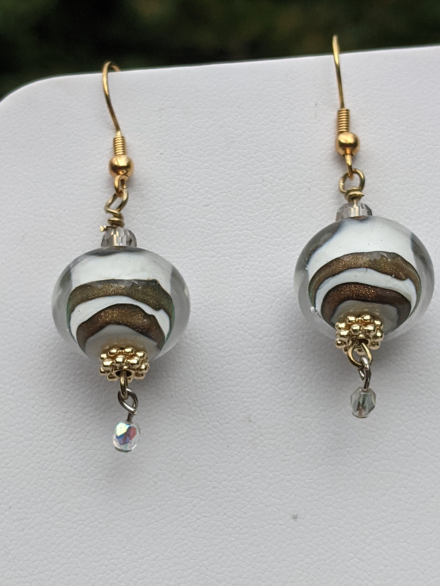 Cosmic Vanilla Caramel Swirl Globe Earrings