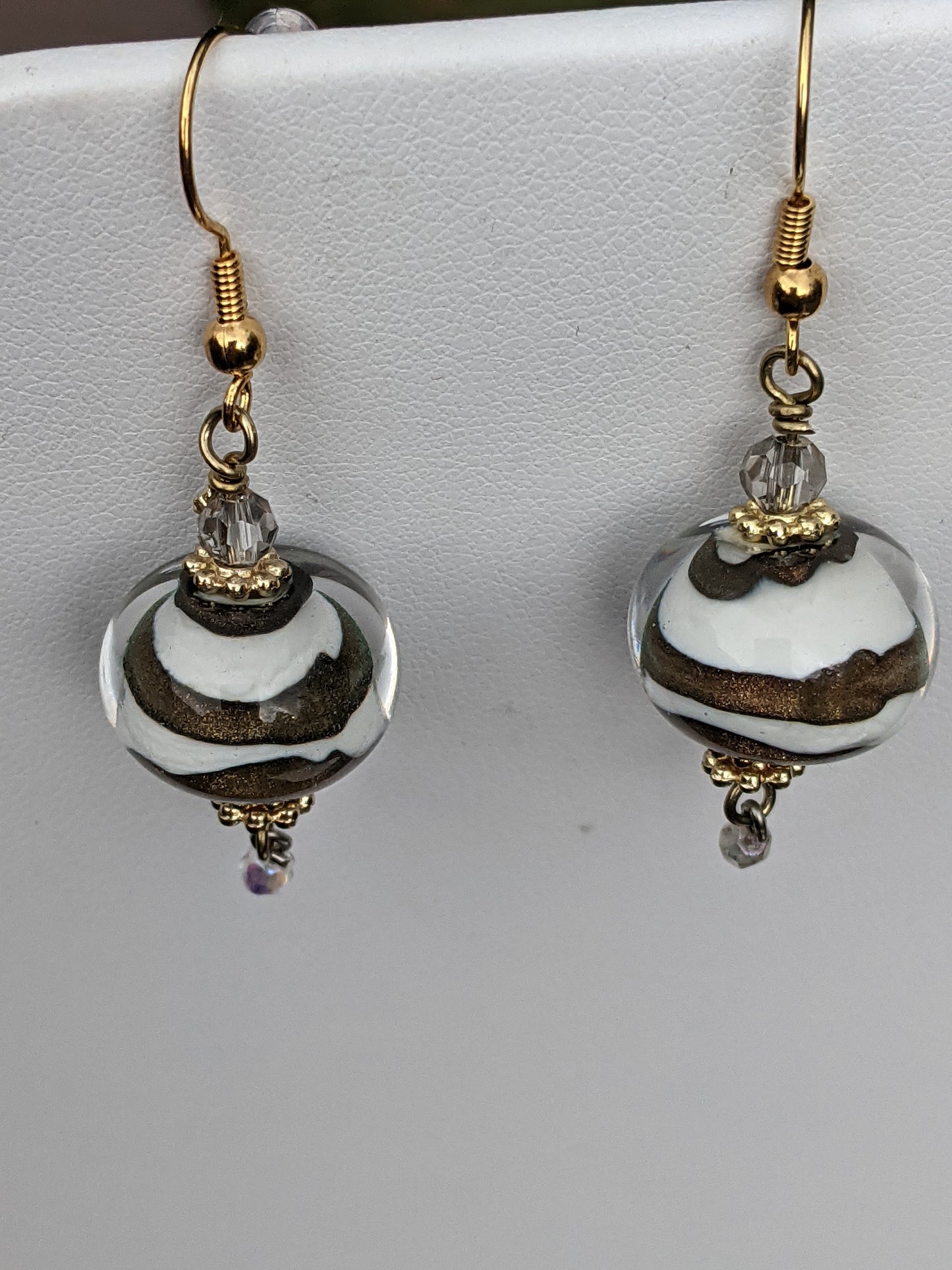 Cosmic Vanilla Caramel Swirl Globe Earrings