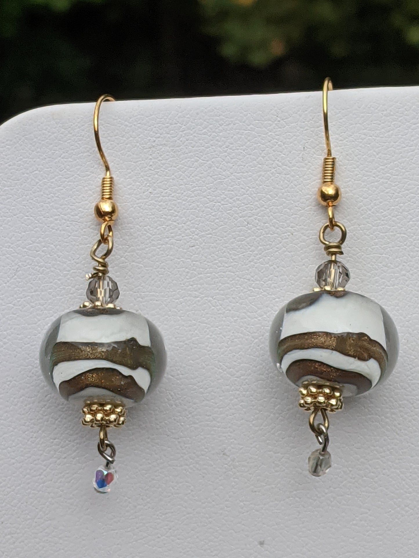 Cosmic Vanilla Caramel Swirl Globe Earrings