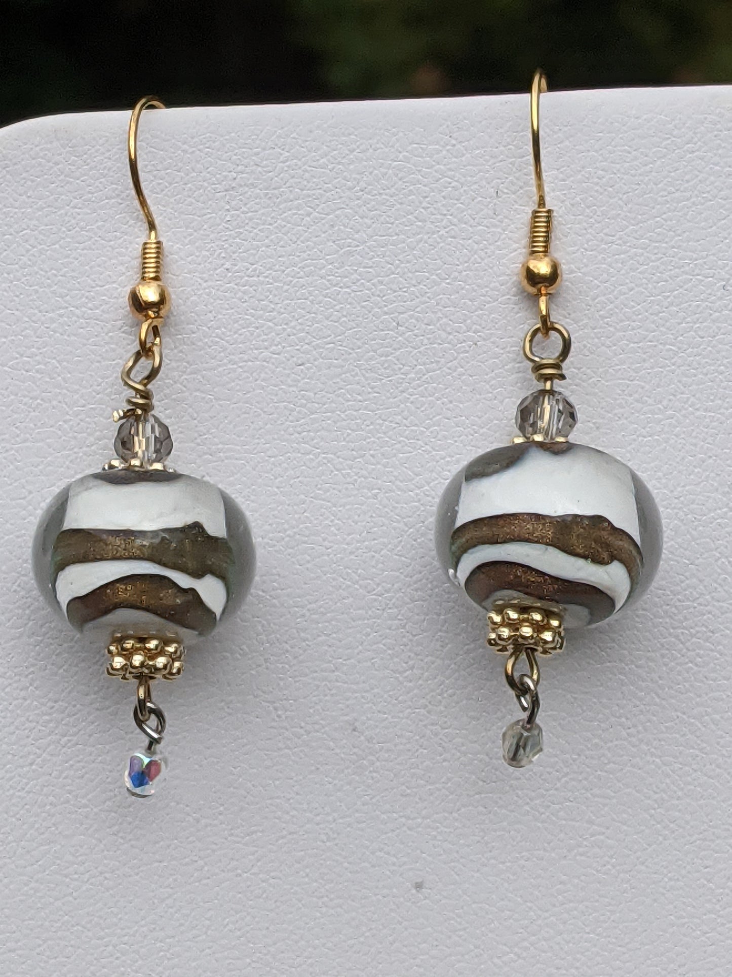 Cosmic Vanilla Caramel Swirl Globe Earrings