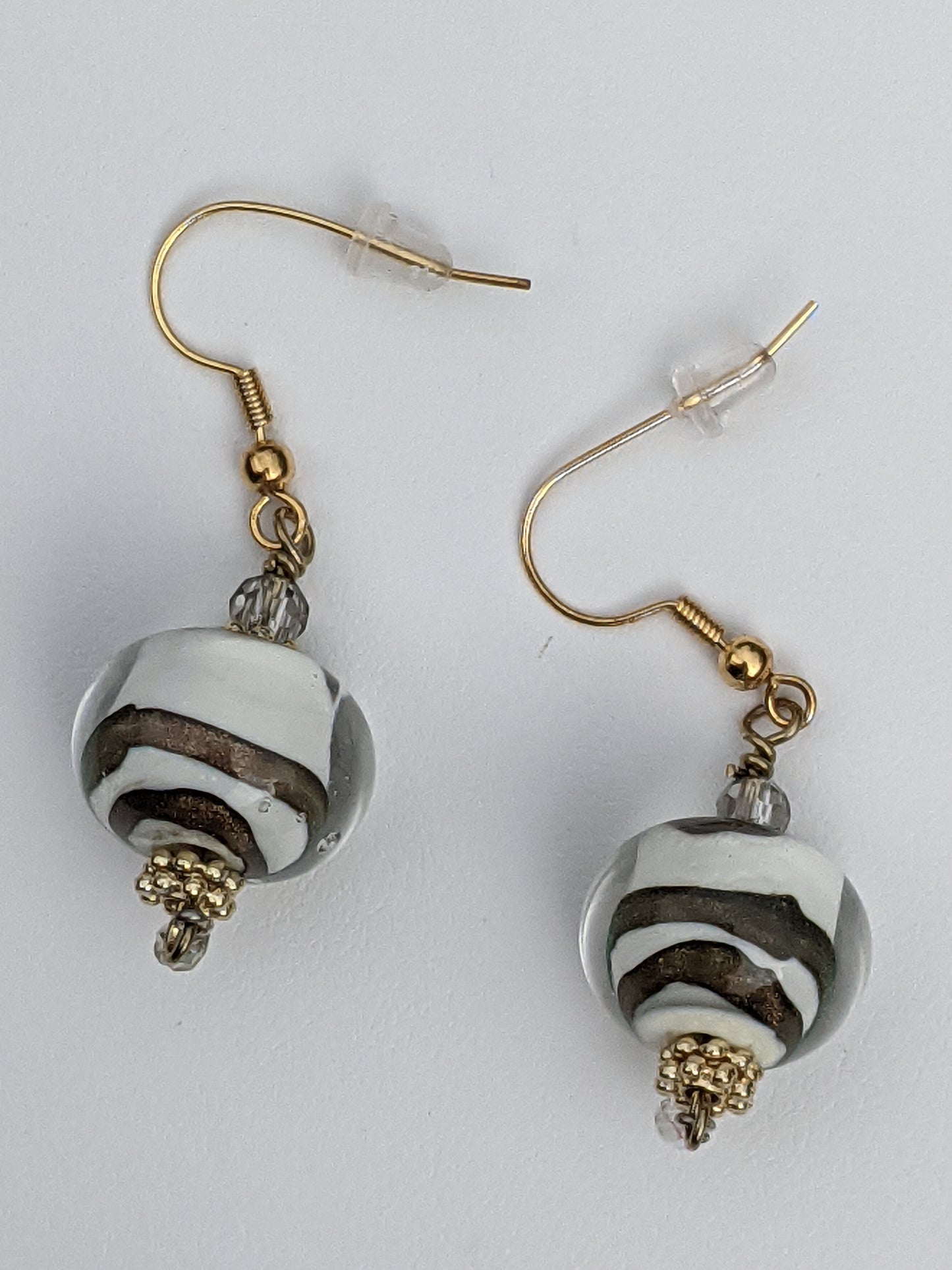 Cosmic Vanilla Caramel Swirl Globe Earrings