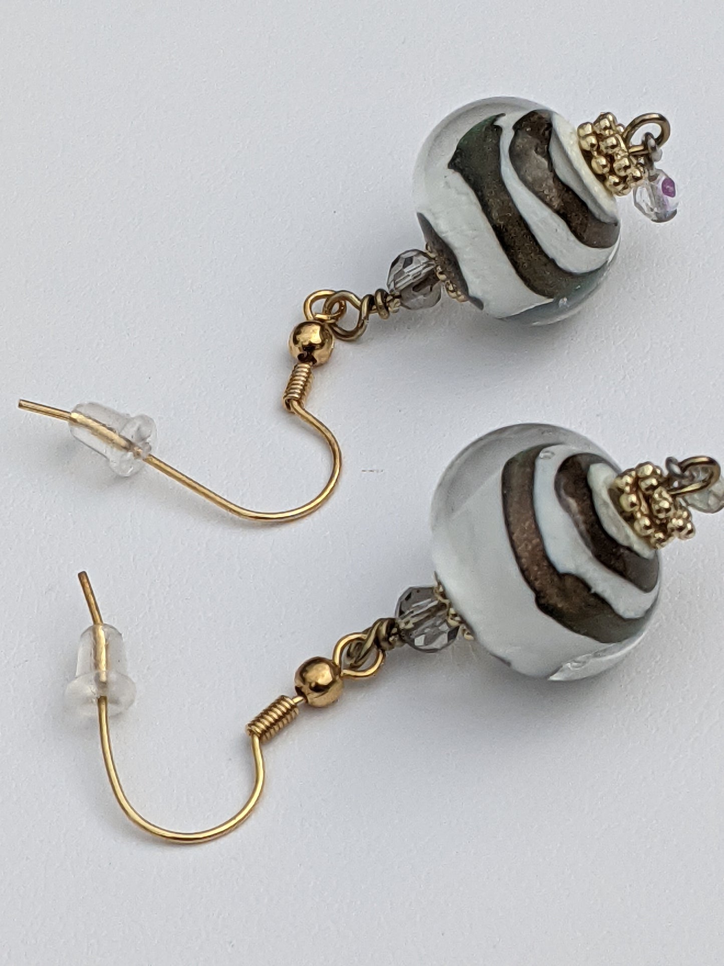 Cosmic Vanilla Caramel Swirl Globe Earrings