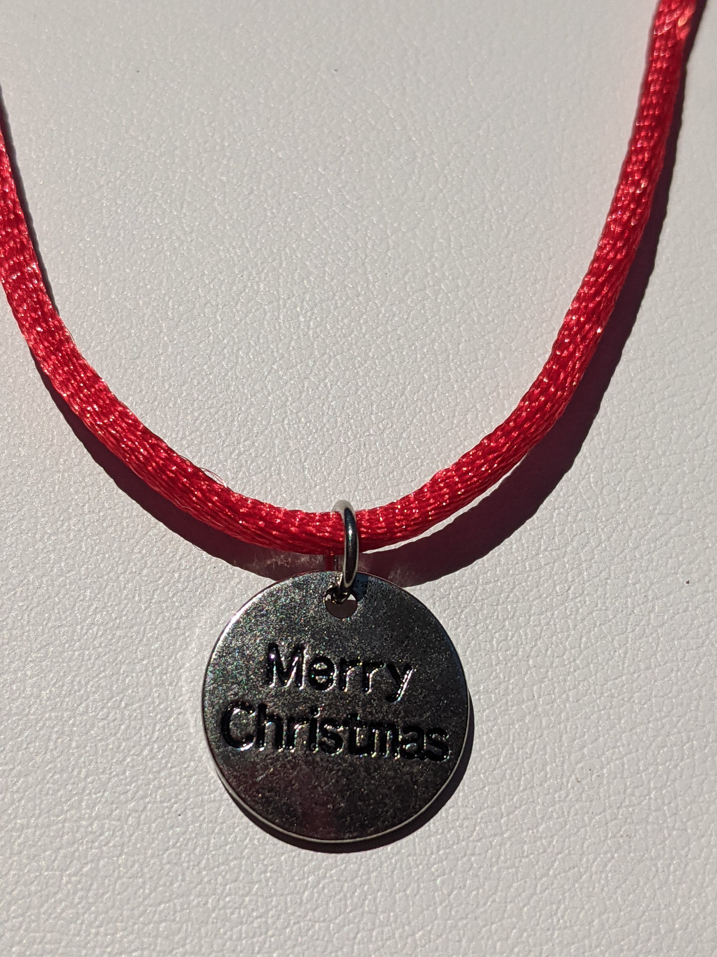 Merry Christmas Charm on Cord Necklace
